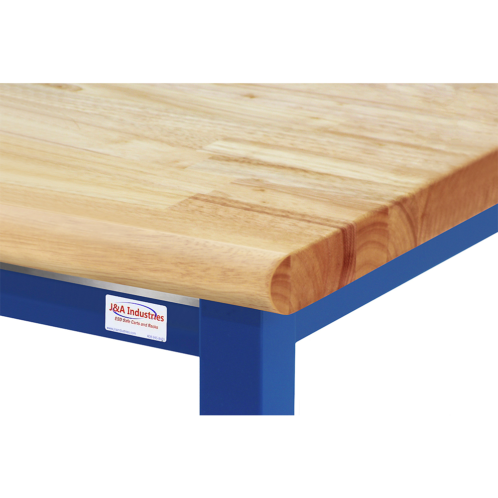 JA1000 Manual Hydraulic Lift Workbench 12" Stroke with 1-3/4" Thick Oiled 100% Solid Maple Hardwood Top, Round Front Edge - Image 2