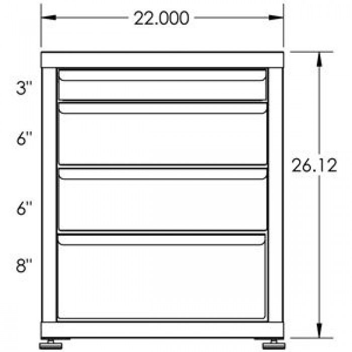 100# Capacity Drawer Cabinet, 3", 6", 6", 8" Drawers, 27" H x 22" W x 21" D - Image 2