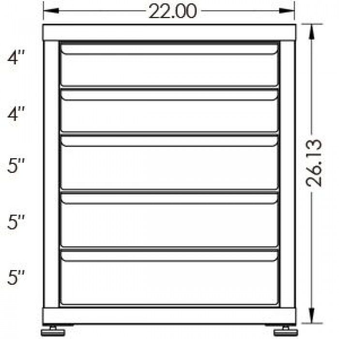 200# Capacity Drawer Cabinet, 4",4",5",5",5" drawers, 27" H x 22" W x 21" D - Image 2