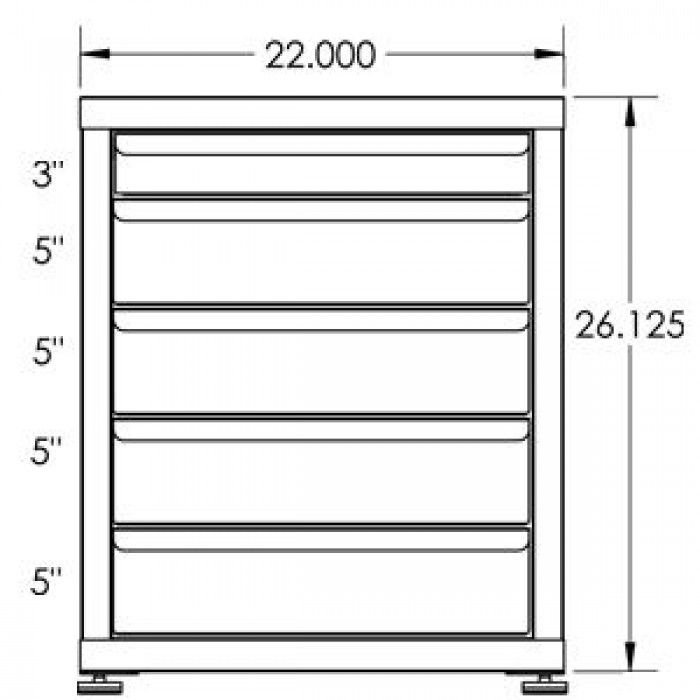 130# Capacity Drawer Cabinet, 3",5",5",5",5" drawers, 27" H x 22" W x 21" D - Image 2