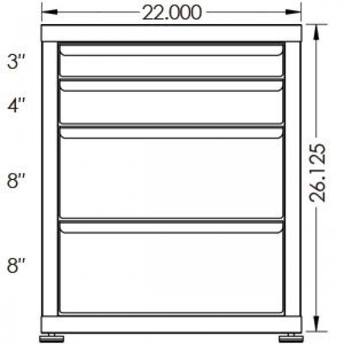 130# Capacity Drawer Cabinet, 3",4",8",8" Drawers, 27" H x 22" W x 28" D - Image 2