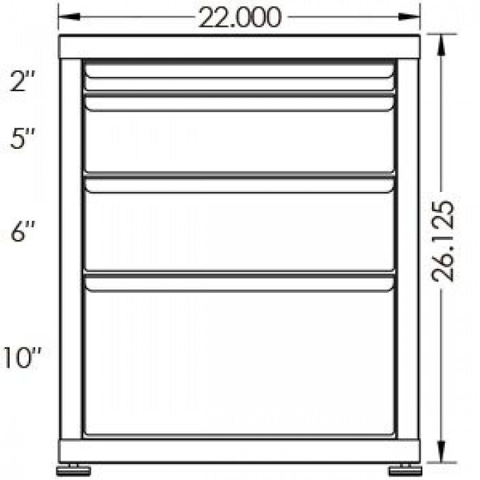 130# Capacity Drawer Cabinet, 2",5",6",10" Drawers, 27" H x 22" W x 28" D - Image 2