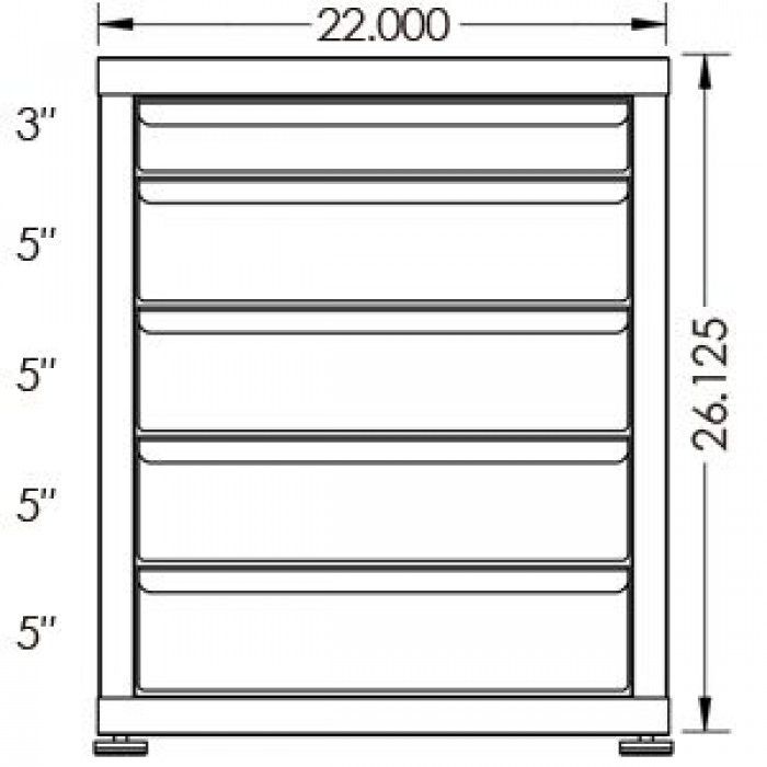 130# Capacity Drawer Cabinet, 3",5",5",5",5" drawers, 27" H x 22" W x 28" D - Image 2