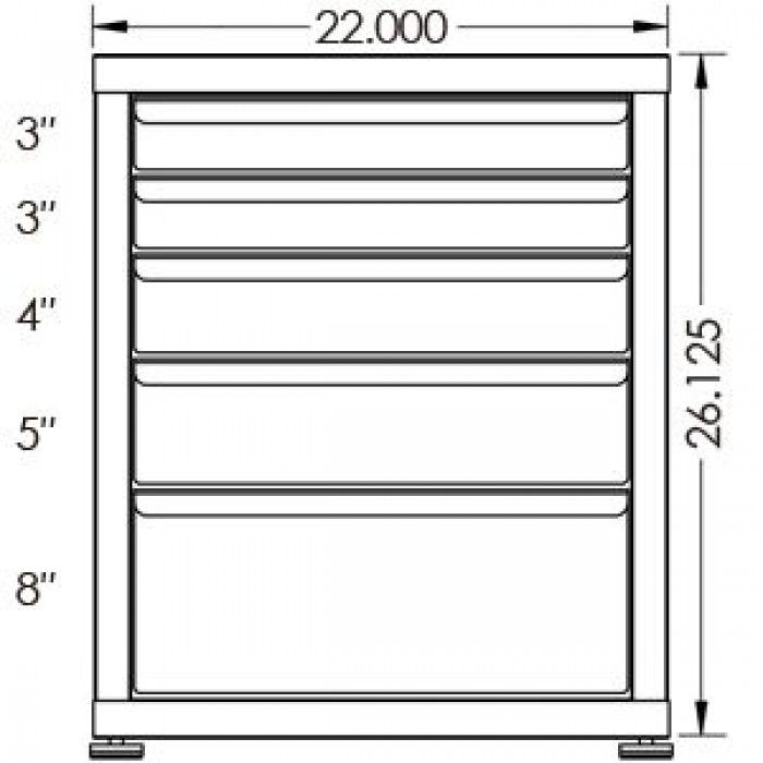 200# Capacity Drawer Cabinet, 3",3",4",5",8" drawers, 27" H x 22" W x 28" D - Image 2