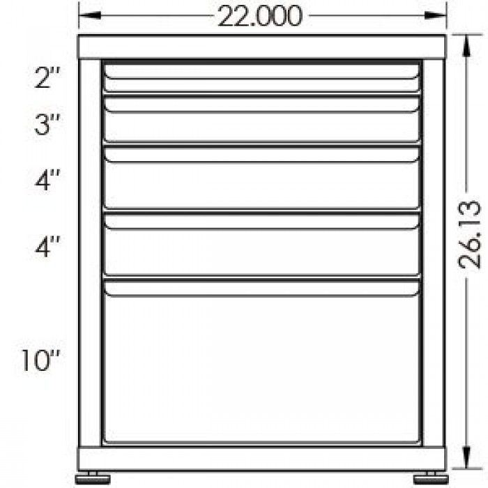 100# Capacity Drawer Cabinet, 2",3",4",4",10" drawers, 27" H x 22" W x 28" D - Image 2