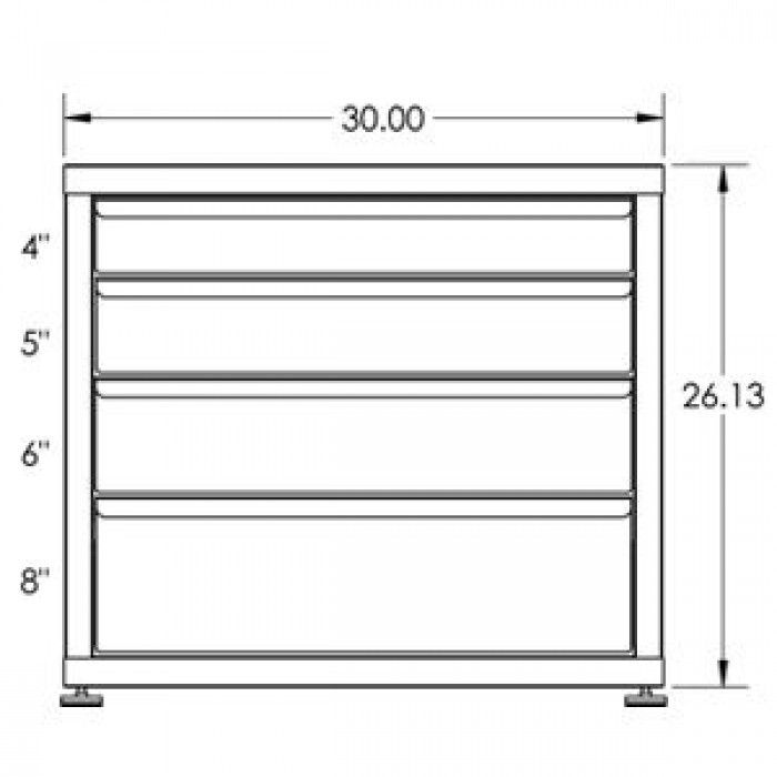 100# Capacity Drawer Cabinet, 4 Drawers, 27" H x 30" W x 21" D - Image 2