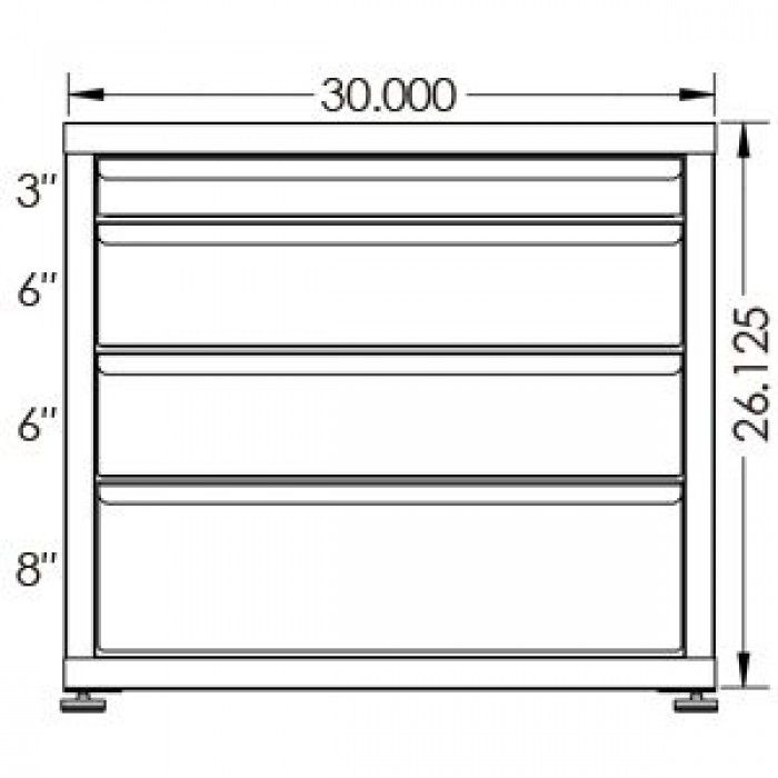 200# Capacity Drawer Cabinet, 3",6",6",8" drawers, 27" H x 30" W x 21" D - Image 2