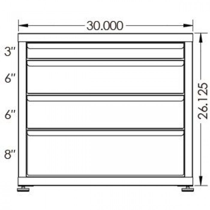 130# Capacity Drawer Cabinet, 3",6",6",8" Drawers, 27" H x 30" W x 28" D - Image 2
