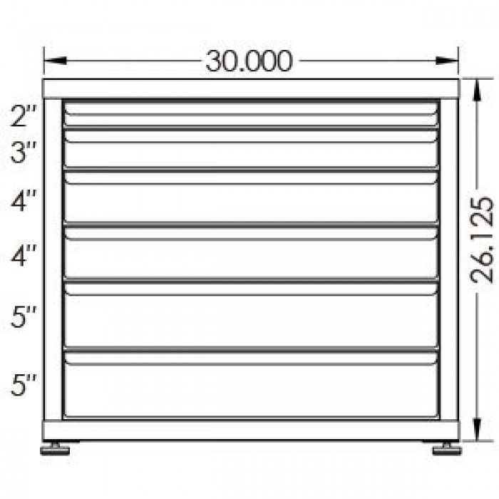 100# Capacity Drawer Cabinet, 2",3",4",4",5",5" drawers, 27" H x 30" W x 28" D - Image 2