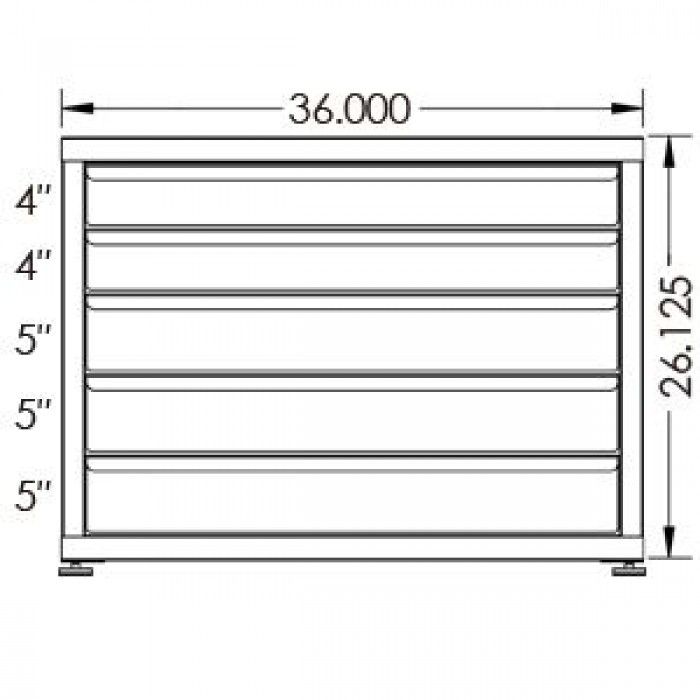 130# Capacity Drawer Cabinet, 4",4",5",5",5" drawers, 27" H x 36" W x 21" D - Image 2