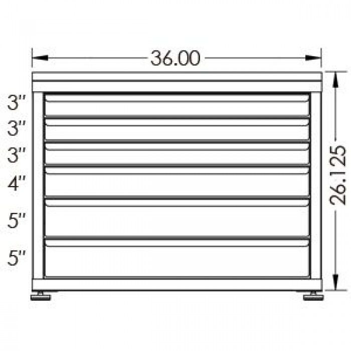 100# Capacity Drawer Cabinet, 3",3",3",4",5",5" drawers, 27" H x 36" W x 21" D - Image 2