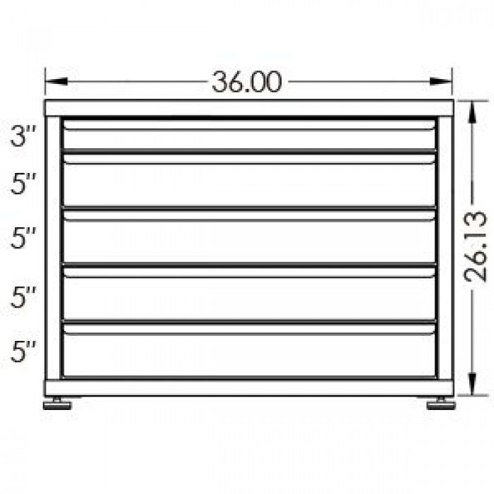 100# Capacity Drawer Cabinet, 3",5",5",5",5" drawers, 27" H x 36" W x 28" D - Image 2