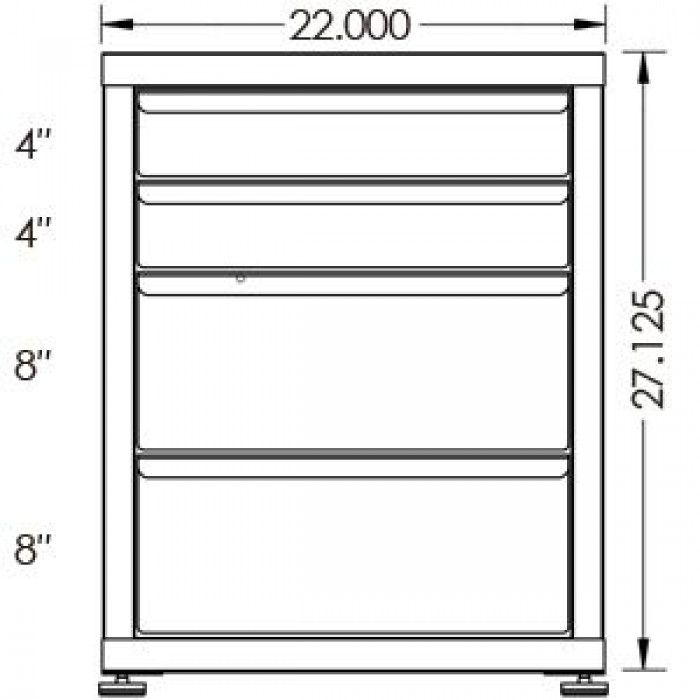 100# Capacity Drawer Cabinet, 4",4",8",8" Drawers, 28" H x 22" W x 21" D - Image 2
