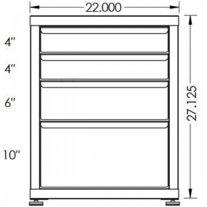 130# Capacity Drawer Cabinet, 4",4",6",10" Drawers, 28" H x 22" W x 21" D - Image 2