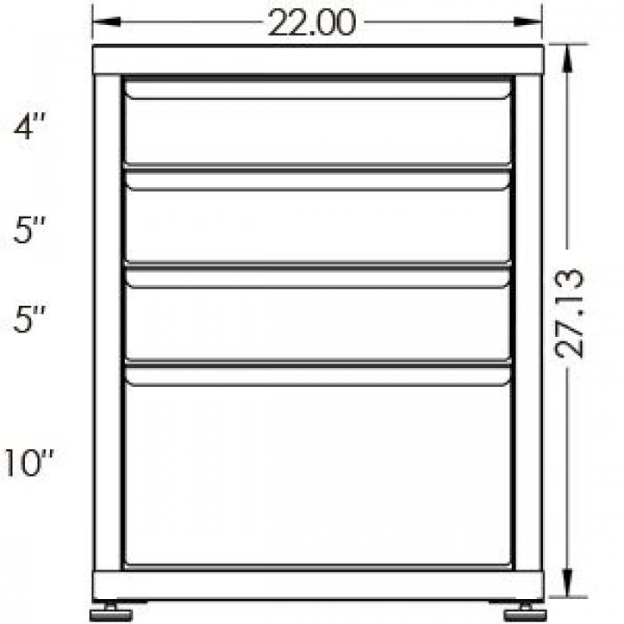 100# Capacity Drawer Cabinet, 4",5",5",10" Drawers, 28" H x 22" W x 21" D - Image 2
