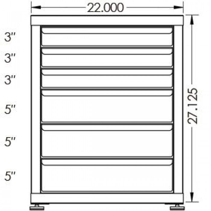 200# Capacity Drawer Cabinet, 3",3",3",5",5",5" drawers, 28" H x 22" W x 21" D - Image 2