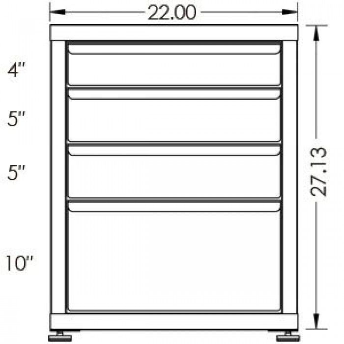100# Capacity Drawer Cabinet, 4",5",5",10" Drawers, 28" H x 22" W x 28" D - Image 2