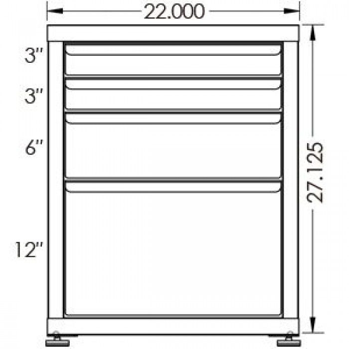 130# Capacity Drawer Cabinet, 3",3",6",12" Drawers, 28" H x 22" W x 28" D - Image 2