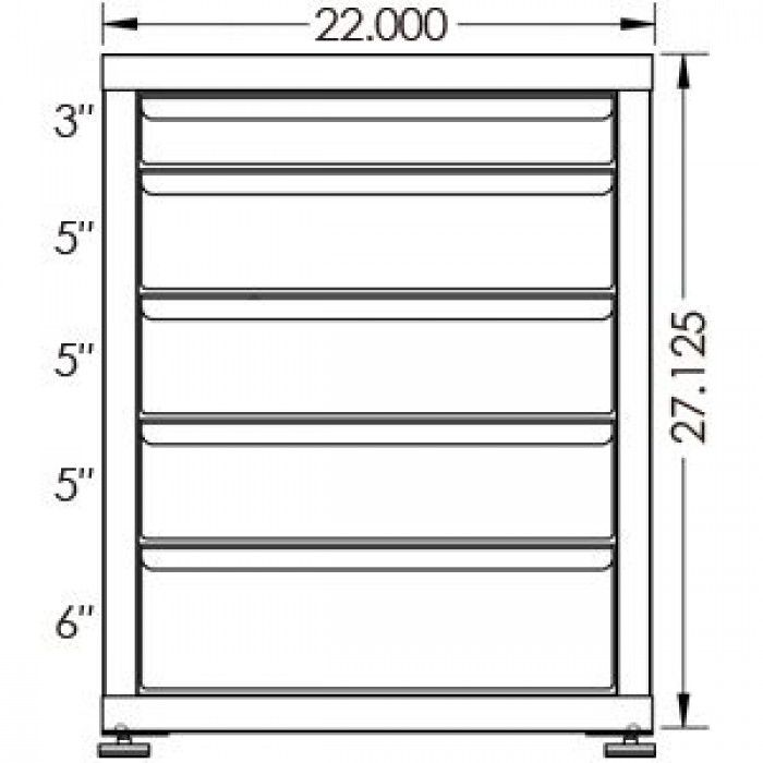 100# Capacity Drawer Cabinet, 3",5",5",5",6" drawers, 28" H x 22" W x 28" D - Image 2