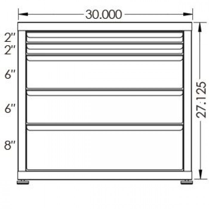 130# Capacity Drawer Cabinet, 2",2",6",6",8" drawers, 28" H x 30" W x 21" D - Image 2
