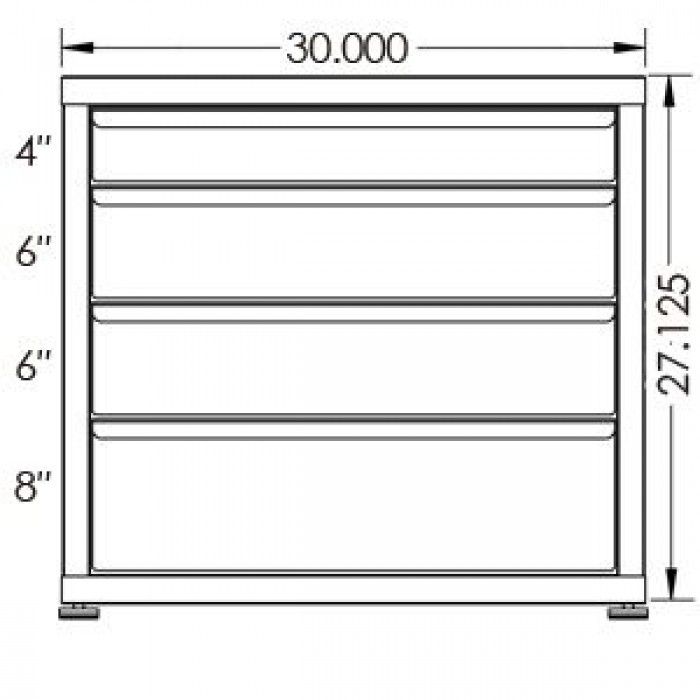 130# Capacity Drawer Cabinet, 4",6",6",8" Drawers, 28" H x 30" W x 28" D - Image 2