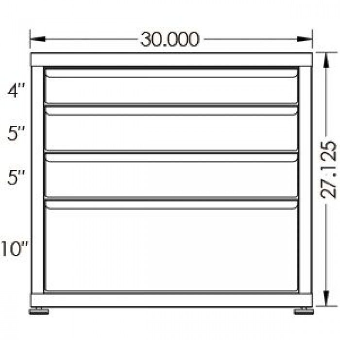 200# Capacity Drawer Cabinet, 4",5",5",10" drawers, 28" H x 30" W x 28" D - Image 2