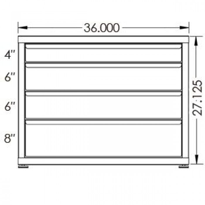 200# Capacity Drawer Cabinet, 4",6",6",8" drawers, 28" H x 36" W x 21" D - Image 2