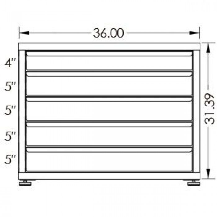 100# Capacity Drawer Cabinet, 4",5",5",5",5" drawers, 28" H x 36" W x 21" D - Image 2