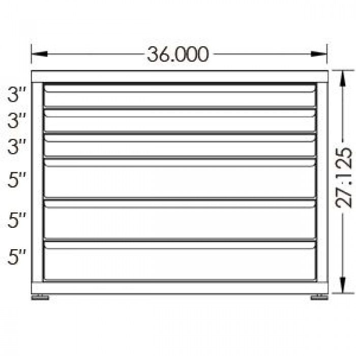 130# Capacity Drawer Cabinet, 3",3",3",5",5",5" drawers, 28" H x 36" W x 21" D - Image 2