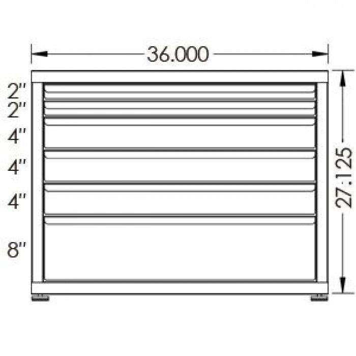 100# Capacity Drawer Cabinet, 2",2",4",4",4",8" drawers, 28" H x 36" W x 28" D - Image 2