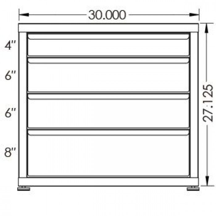 200# Capacity Drawer Cabinet, 4",6",6",8" drawers, 28" H x 30" W x 21" D - Image 2