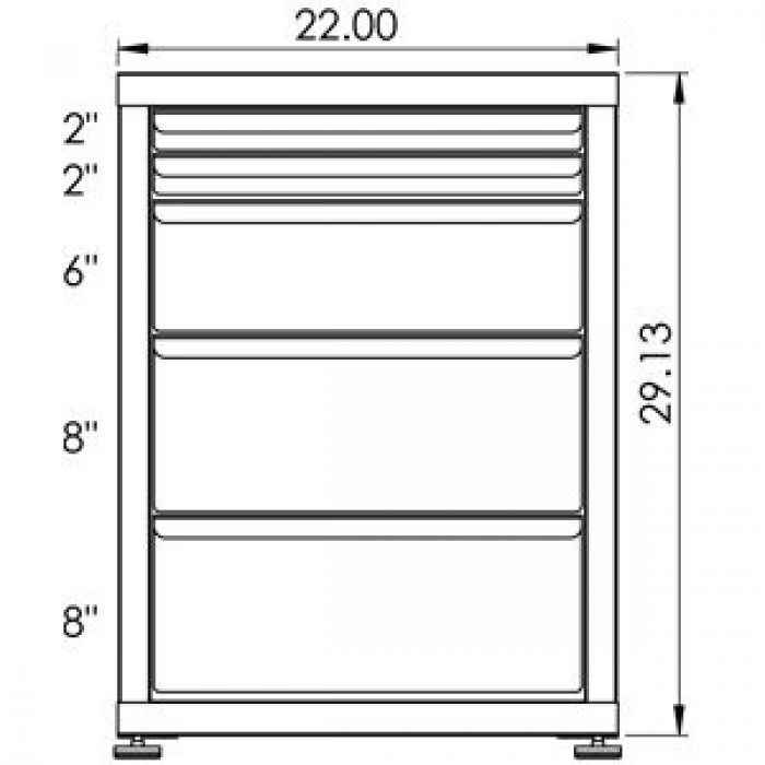 100# Capacity Drawer Cabinet, 2",2",6",8",8" drawers, 30" H x 22" W x 21" D - Image 2