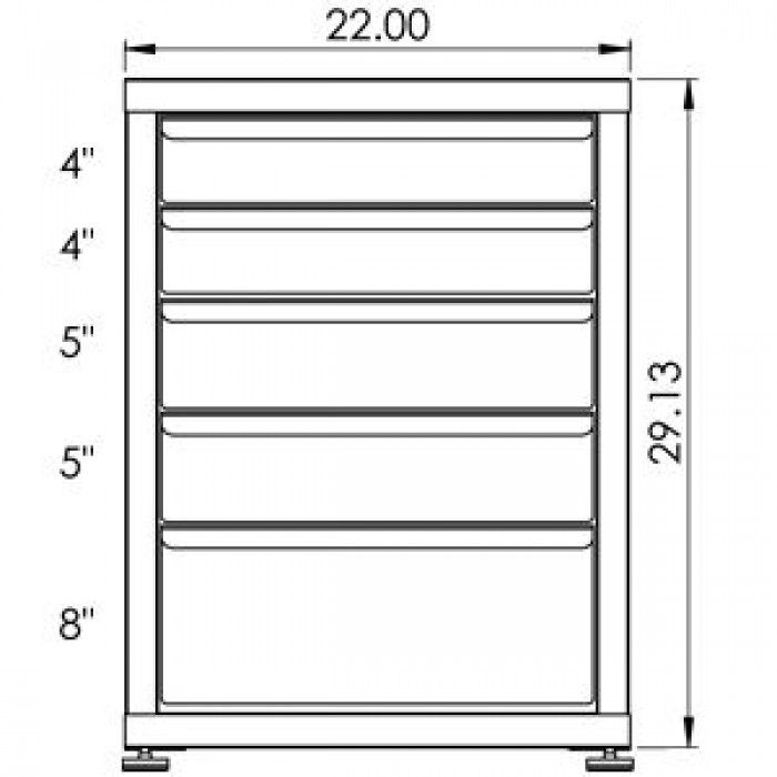 200# Capacity Drawer Cabinet, 4",4",5",5",8" drawers, 30" H x 22" W x 21" D - Image 2