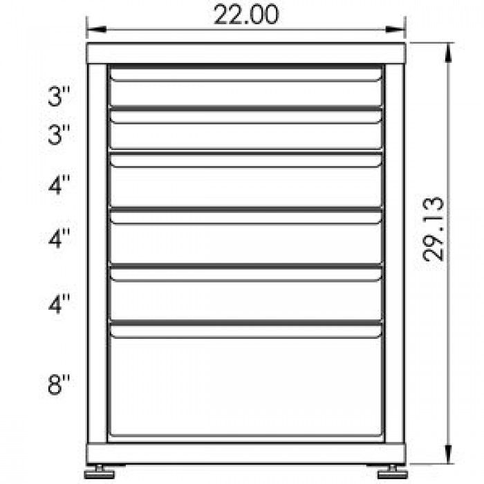 200# Capacity Drawer Cabinet, 3",3",4",4",4",8" drawers, 30" H x 22" W x 21" D - Image 2