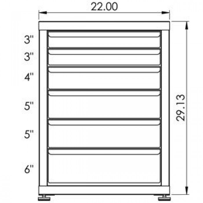 200# Capacity Drawer Cabinet, 3",3",4",5",5",6" drawers, 30" H x 22" W x 21" D - Image 2
