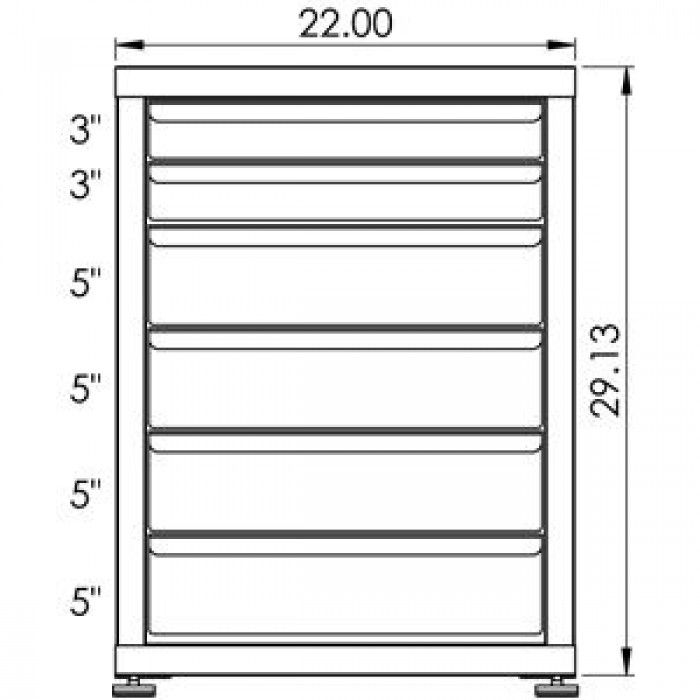 100# Capacity Drawer Cabinet, 3",3",5",5",5",5" drawers, 30" H x 22" W x 21" D - Image 2