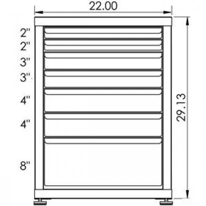 130# Capacity Drawer Cabinet, 2",2",3",3",4",4",8" drawers, 30" H x 22" W x 21" D - Image 2