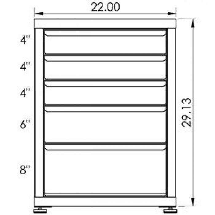 200# Capacity Drawer Cabinet, 4",4",4",6",8" drawers, 30" H x 22" W x 28" D - Image 2