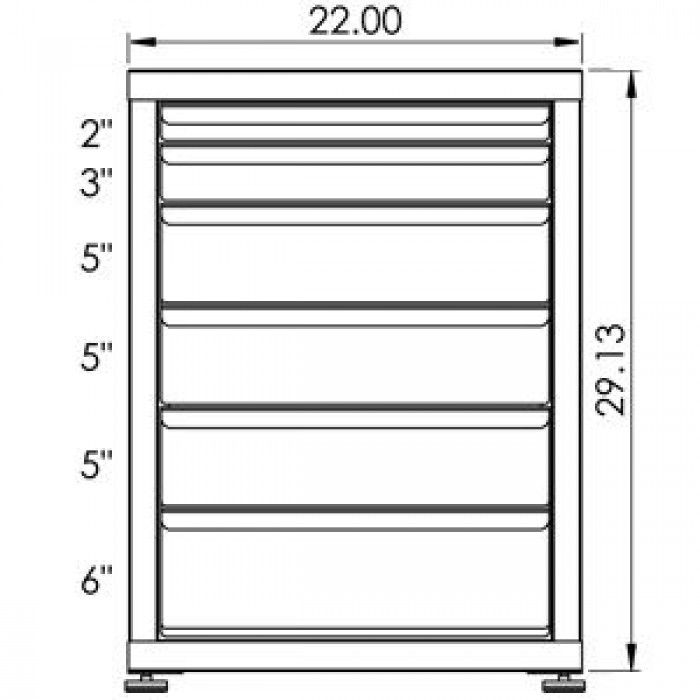 100# Capacity Drawer Cabinet, 2",3",5",5",5",6" drawers, 30" H x 22" W x 28" D - Image 2