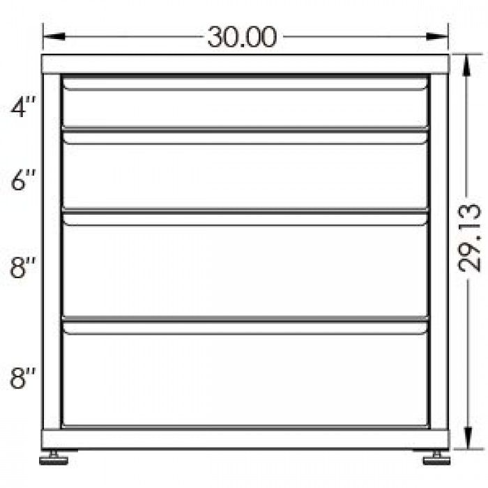 200# Capacity Drawer Cabinet, 4",6",8",8" drawers, 30" H x 30" W x 21" D - Image 2