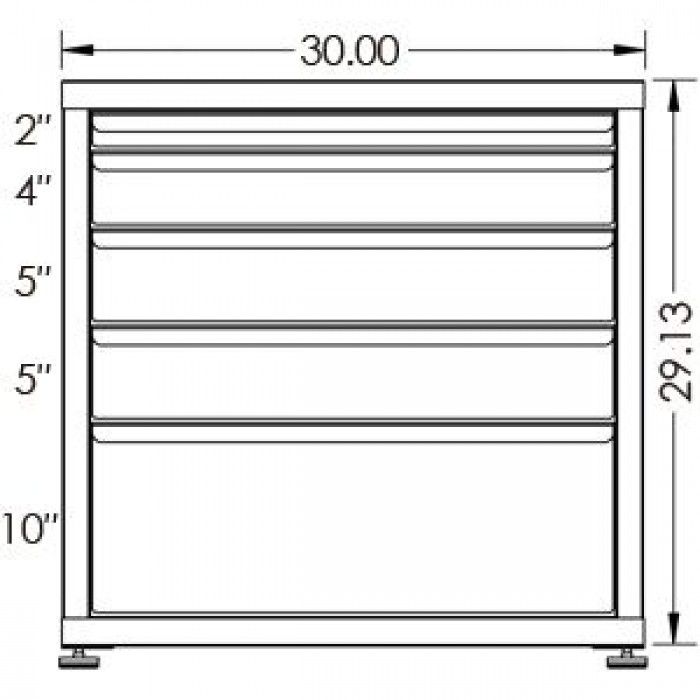 100# Capacity Drawer Cabinet, 2",3",3",6",6",6" drawers, 30" H x 30" W x 21" D - Image 2