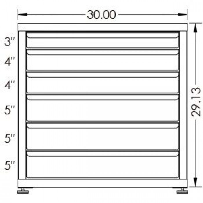 100# Capacity Drawer Cabinet, 3",4",4",5",5",5" drawers, 30" H x 30" W x 21" D - Image 2