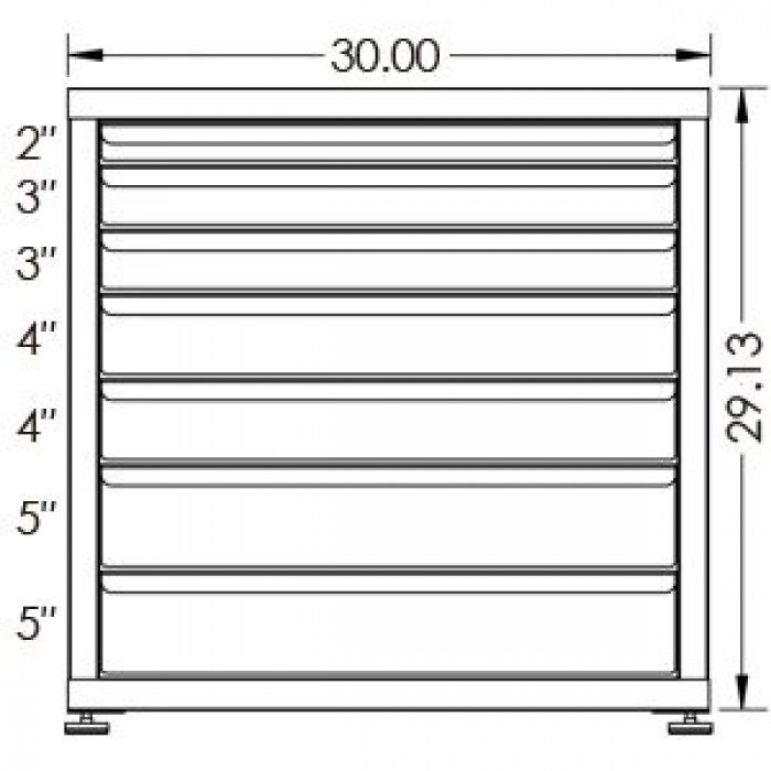 100# Capacity Drawer Cabinet, 2",3",3",4",4",5",5" drawers, 30" H x 30" W x 21" D - Image 2