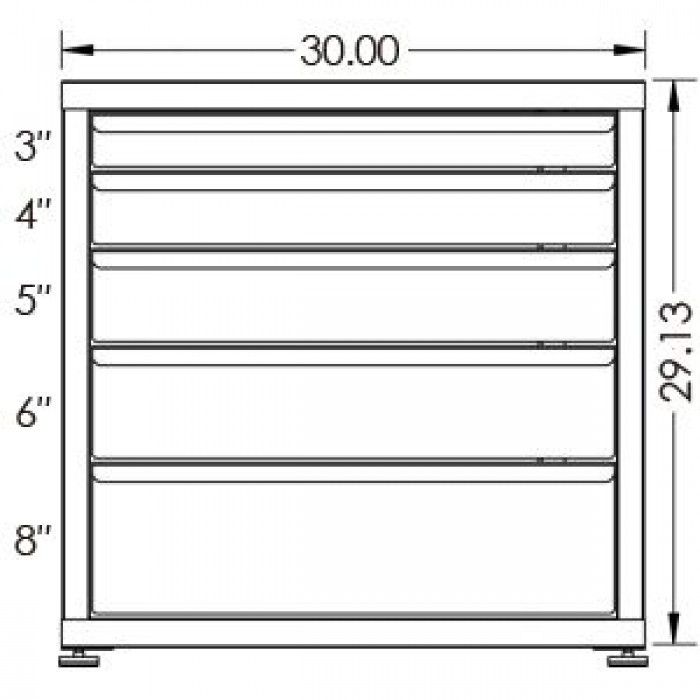 200# Capacity Drawer Cabinet, 3",4",5",6",8" drawers, 30" H x 30" W x 28" D - Image 2