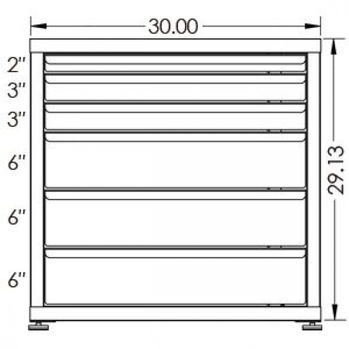 130# Capacity Drawer Cabinet, 2",3",3",6",6",6" drawers, 30" H x 30" W x 28" D - Image 2