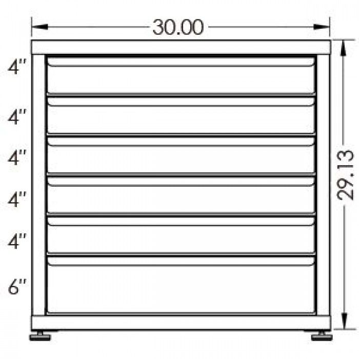 200# Capacity Drawer Cabinet, 4",4",4",4",4",6" drawers, 30" H x 30" W x 28" D - Image 2
