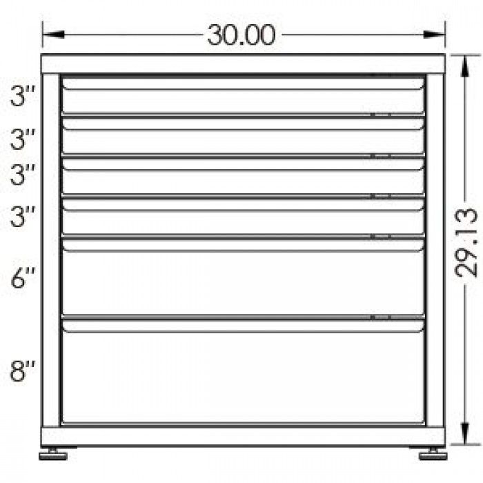 130# Capacity Drawer Cabinet, 3",3",3",3",6",8" drawers, 30" H x 30" W x 28" D - Image 2