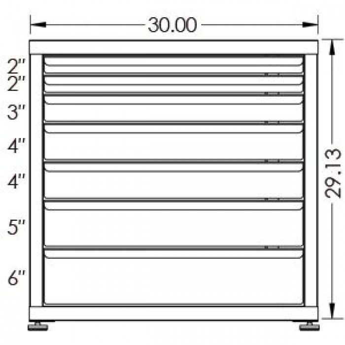 130# Capacity Drawer Cabinet, 2",2",3",4",4",5",6" drawers, 30" H x 30" W x 28" D - Image 2