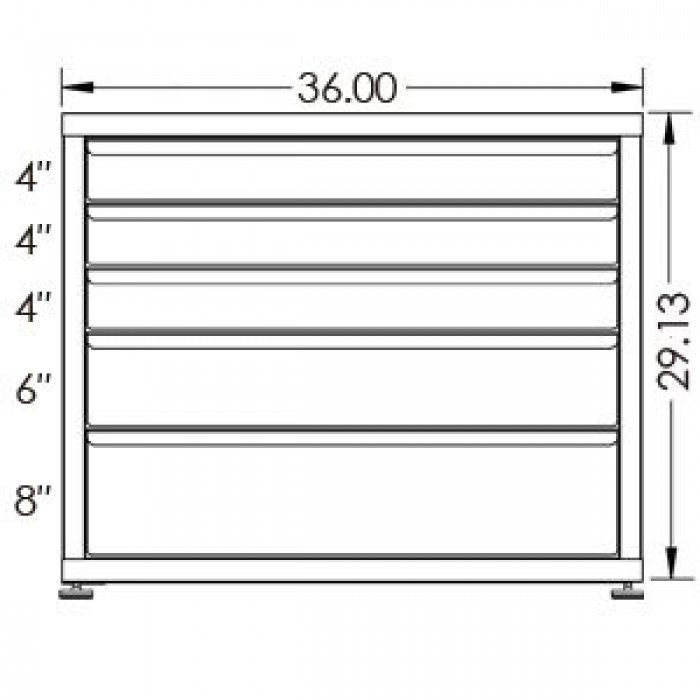 130# Capacity Drawer Cabinet, 4",4",4",6",8" drawers, 30" H x 36" W x 21" D - Image 2