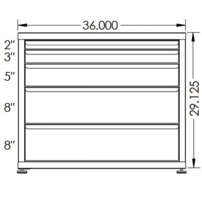 100# Capacity Drawer Cabinet, 2",3",5",8",8" drawers, 30" H x 36" W x 28" D - Image 2